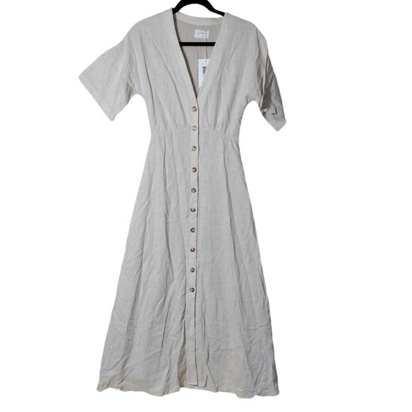 girl and the sun Dresses & Skirts - Girl And The Sun Noho Linen Blend Button Front Maxi Dress Woman's Size XS New